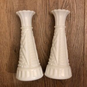 MILK GLASS 2 Vases